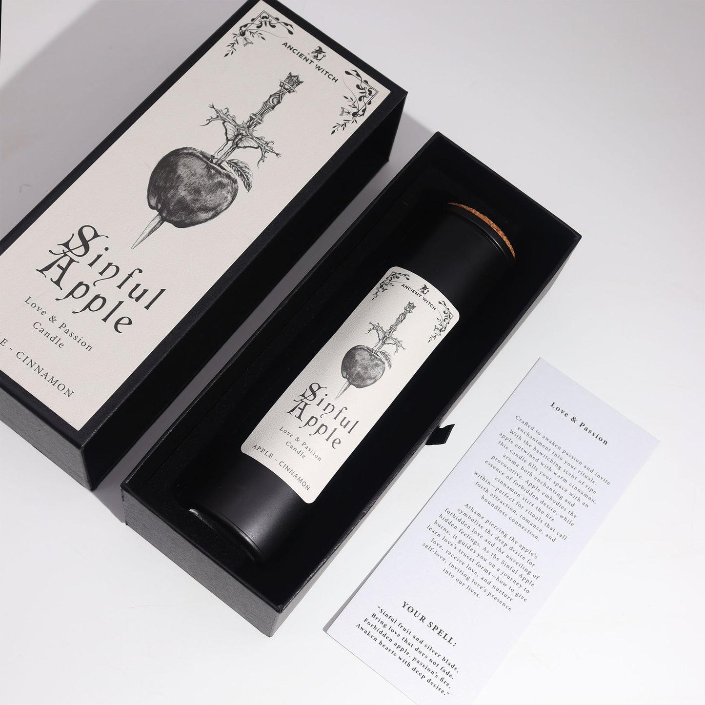 Bougie de purification de sorcière ancestrale - Pomme du péché - Amour & passion