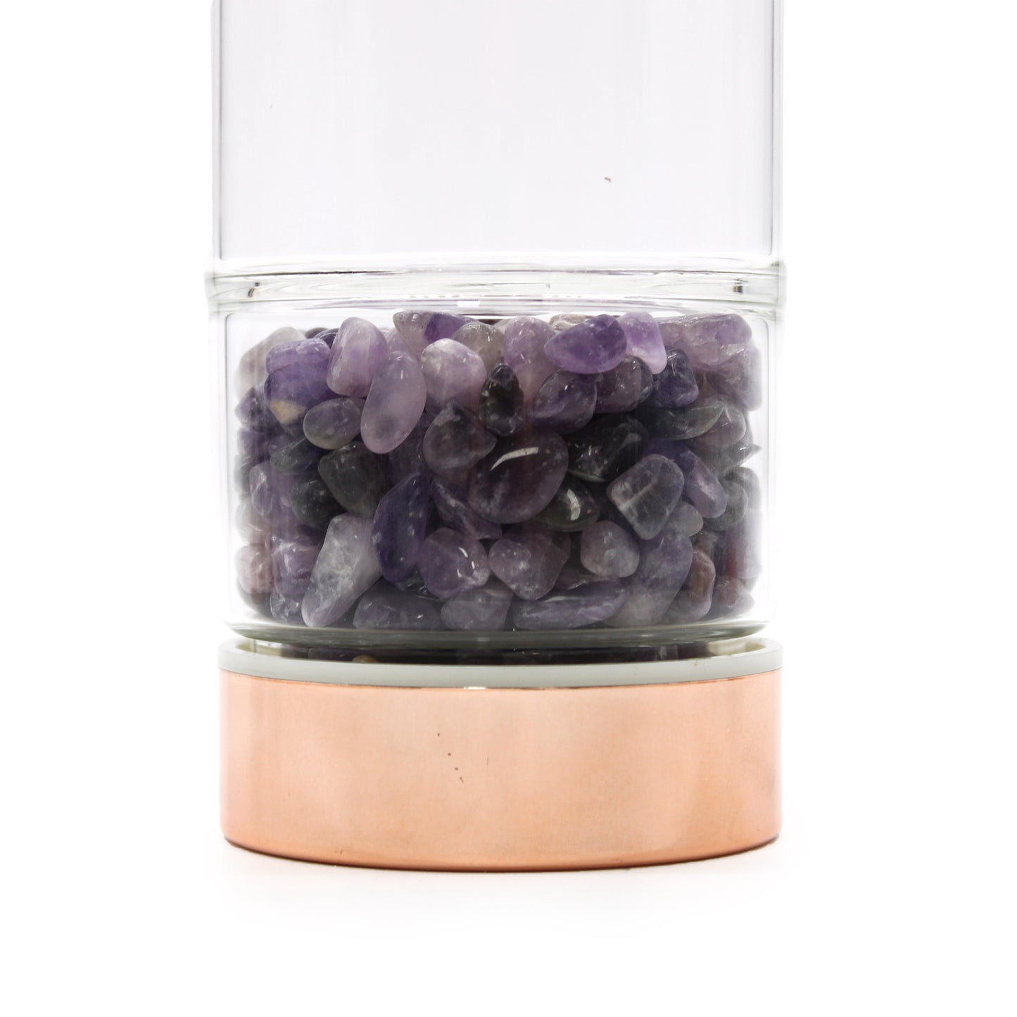 Bouteille infuseur à thé en verre de cristal - Or rose - Améthyste