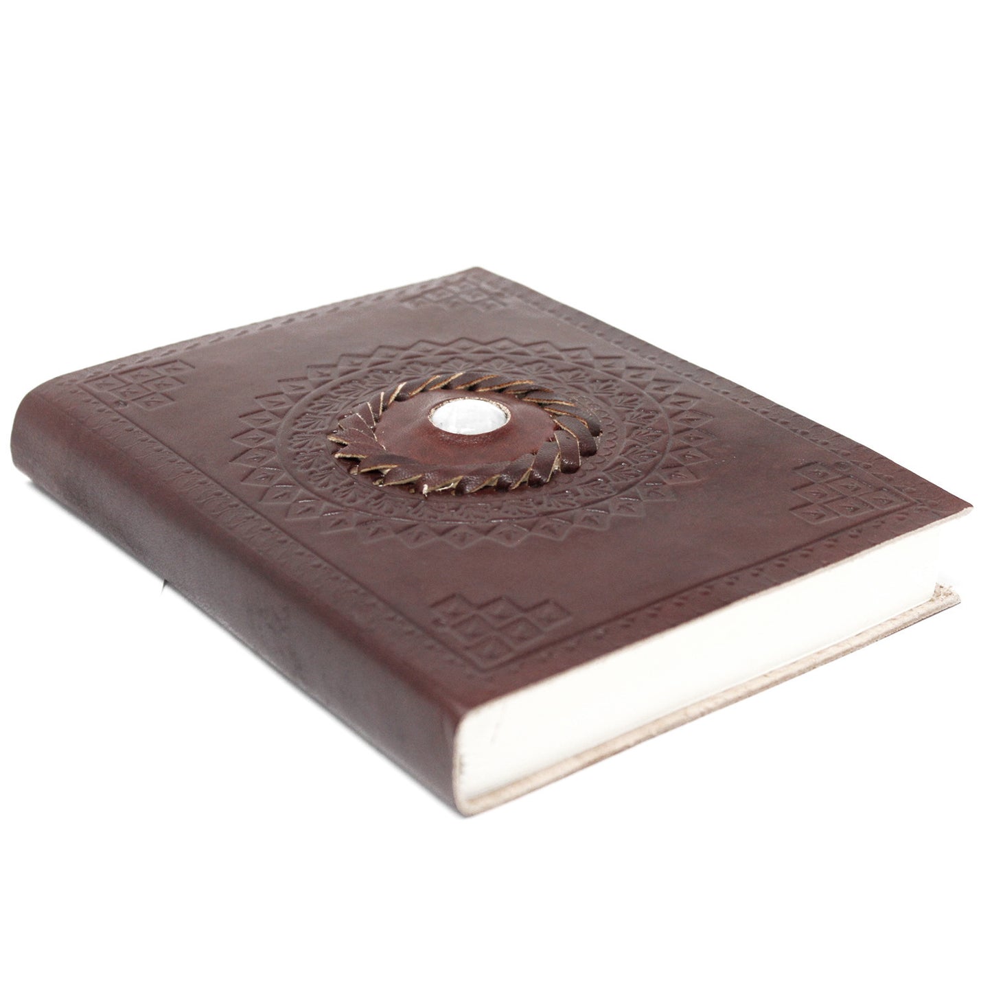 Carnet en cuir avec pierres (plusieurs modèles) - Feuilles avec lignes