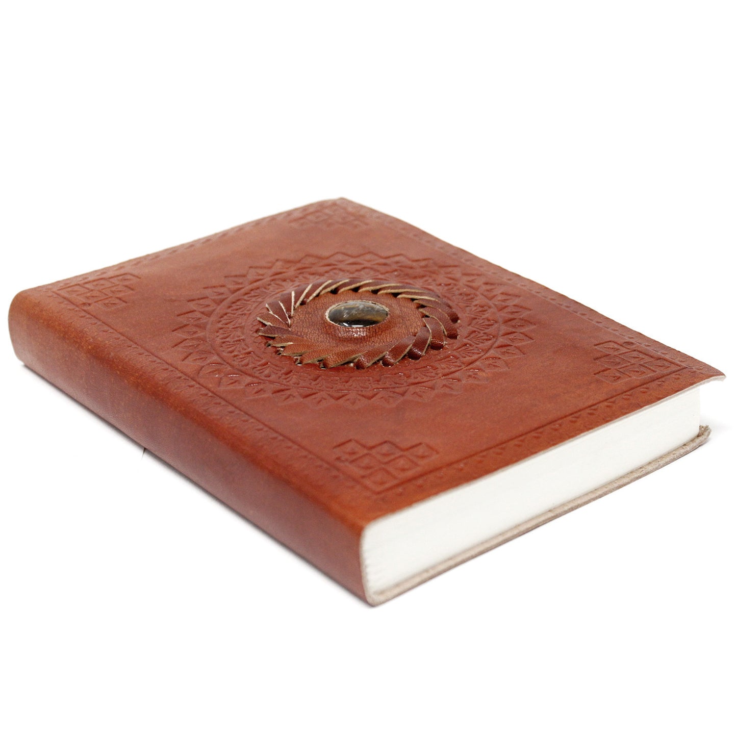 Carnet en cuir avec pierres (plusieurs modèles) - Feuilles avec lignes