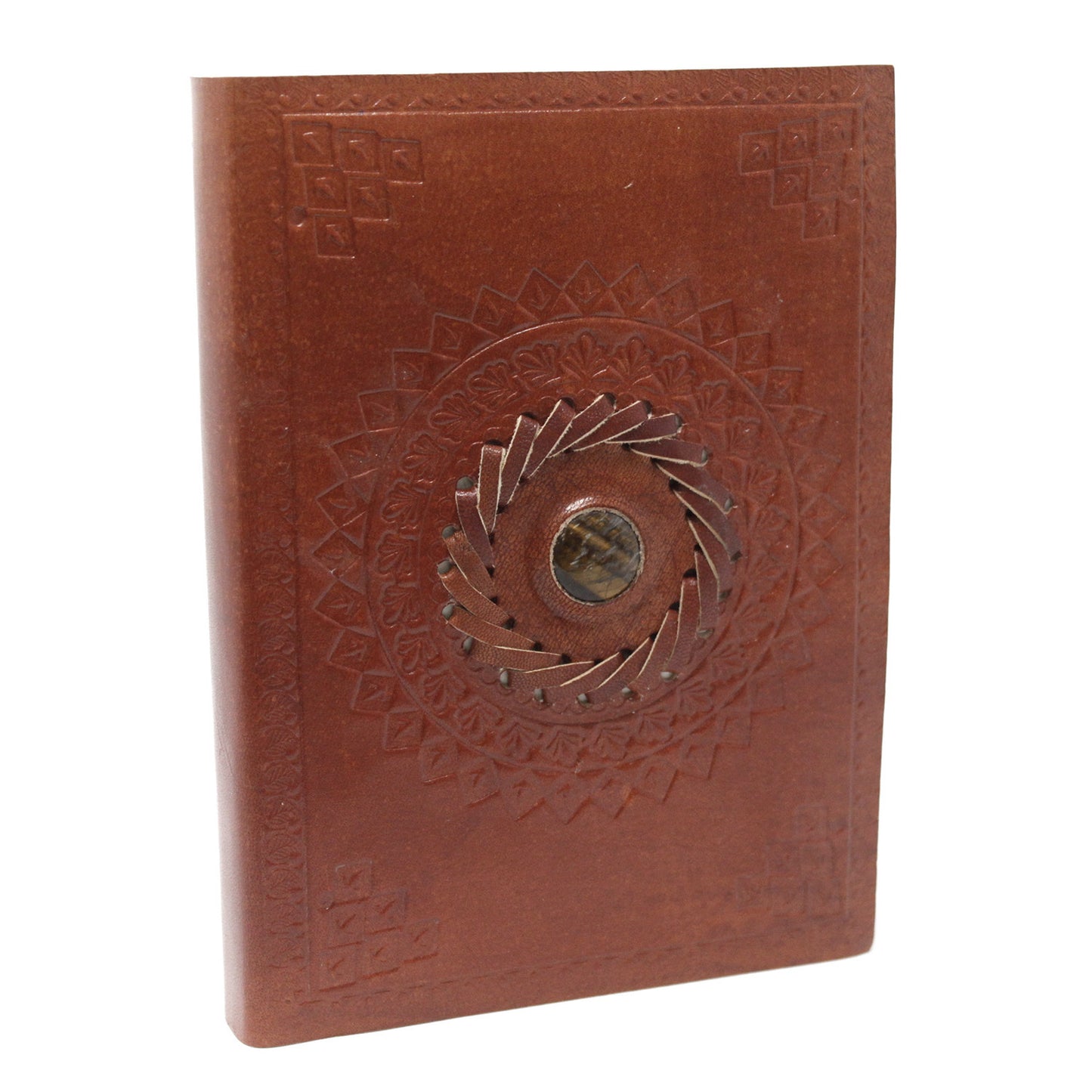 Carnet en cuir avec pierres (plusieurs modèles) - Feuilles avec lignes