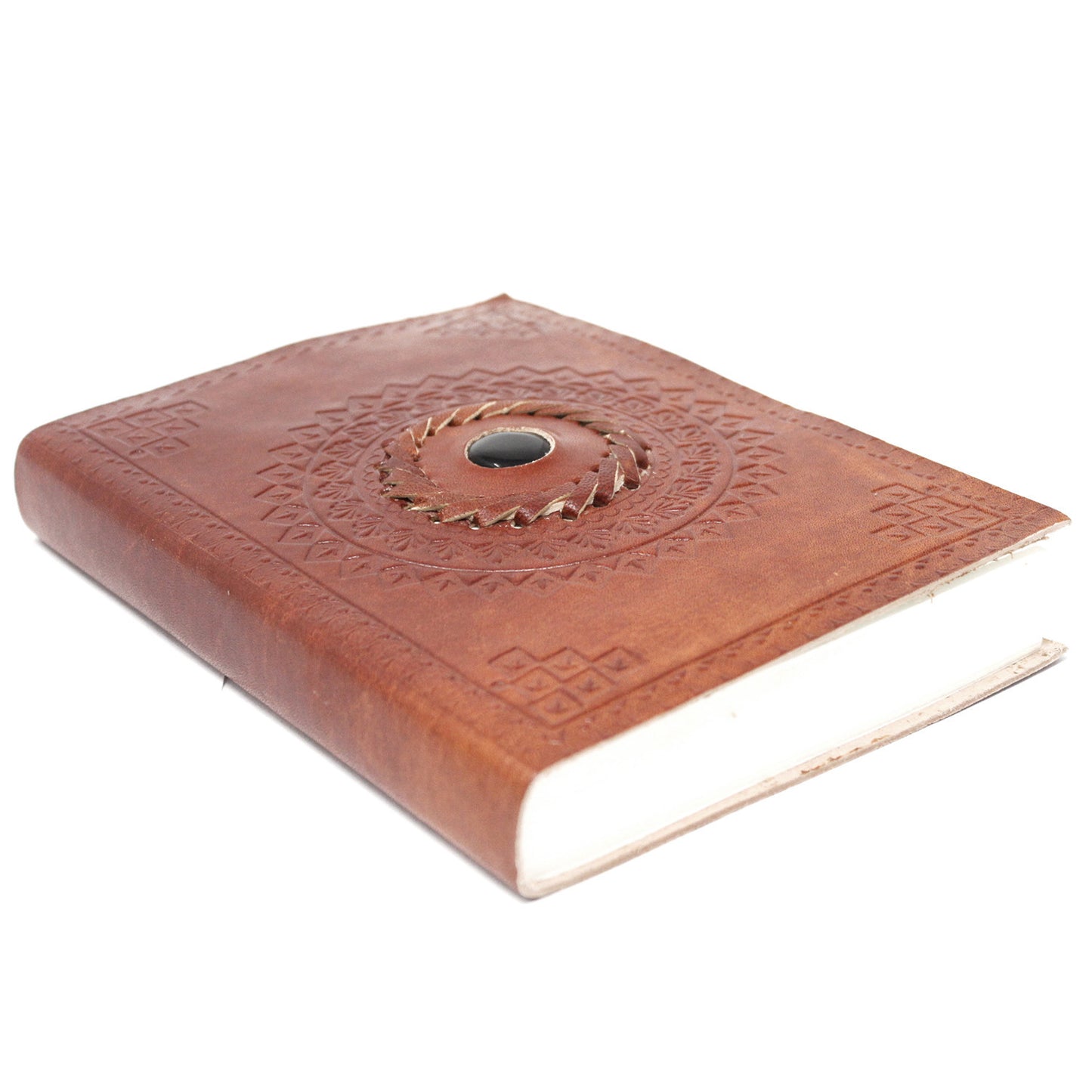 Carnet en cuir avec pierres (plusieurs modèles) - Feuilles avec lignes