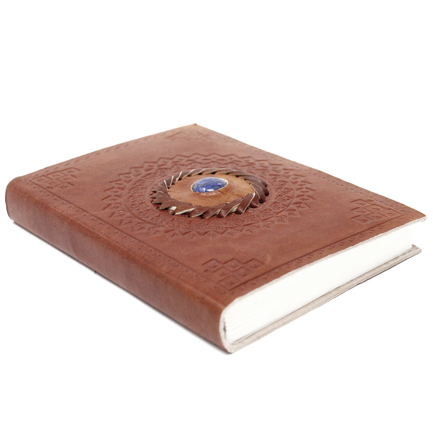 Carnet en cuir avec pierres (plusieurs modèles) - Feuilles avec lignes