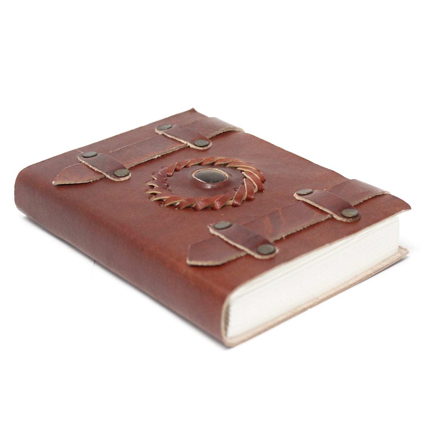 Carnet en cuir avec pierres (plusieurs modèles) - Feuilles avec lignes