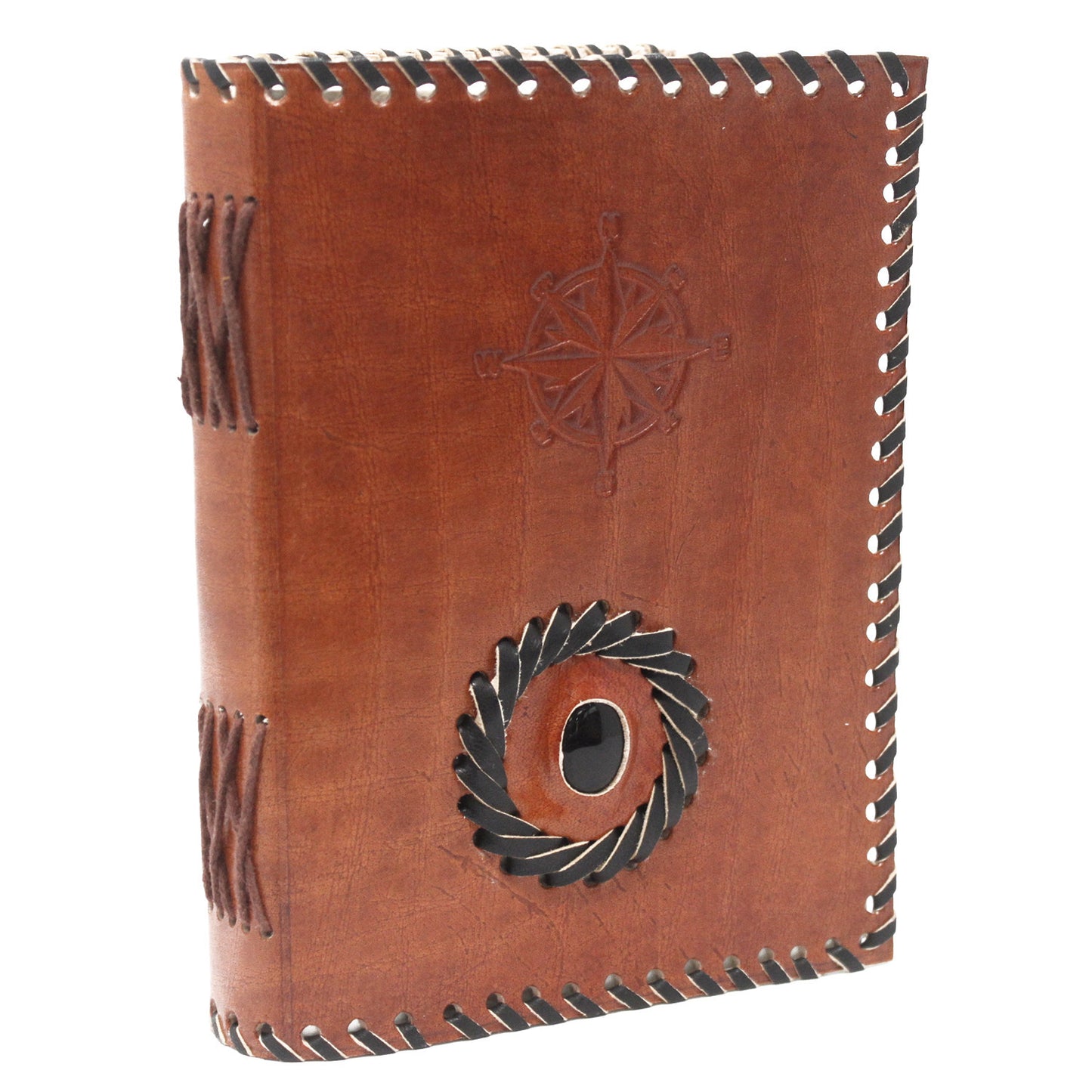 Carnet en cuir avec pierres (plusieurs modèles) - Feuilles avec lignes