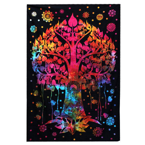 Couvre-lit ou Tenture murale en coton - Arbre Bodhi (2 tailles)