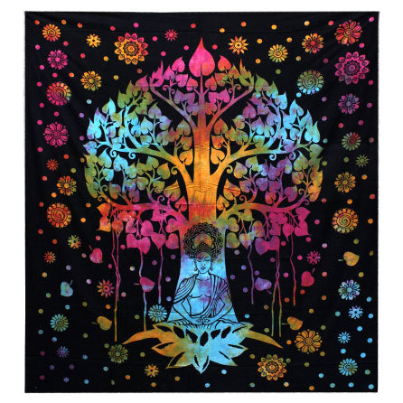 Couvre-lit ou Tenture murale en coton - Arbre Bodhi (2 tailles)