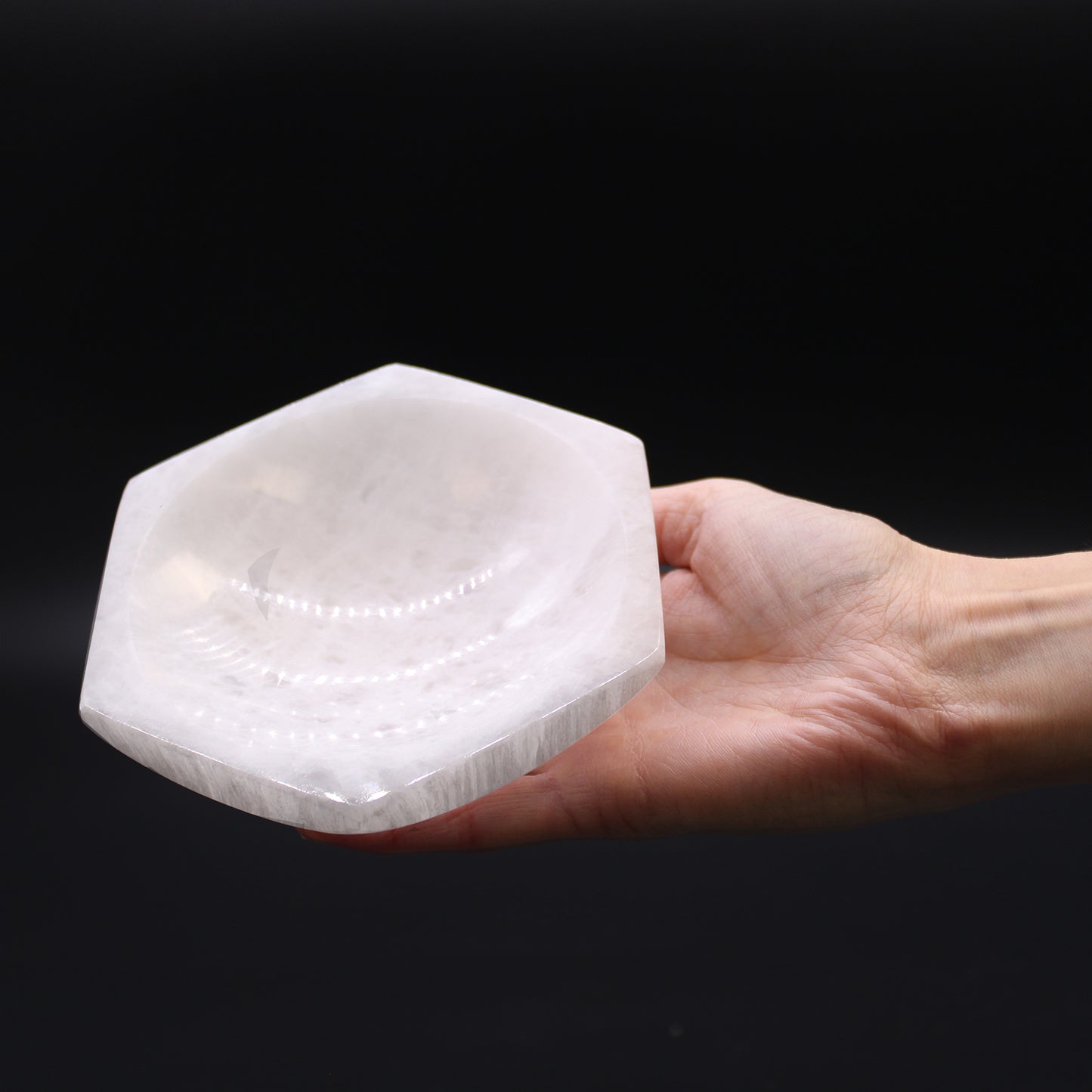 Bol hexagonal en sélénite (3 tailles)