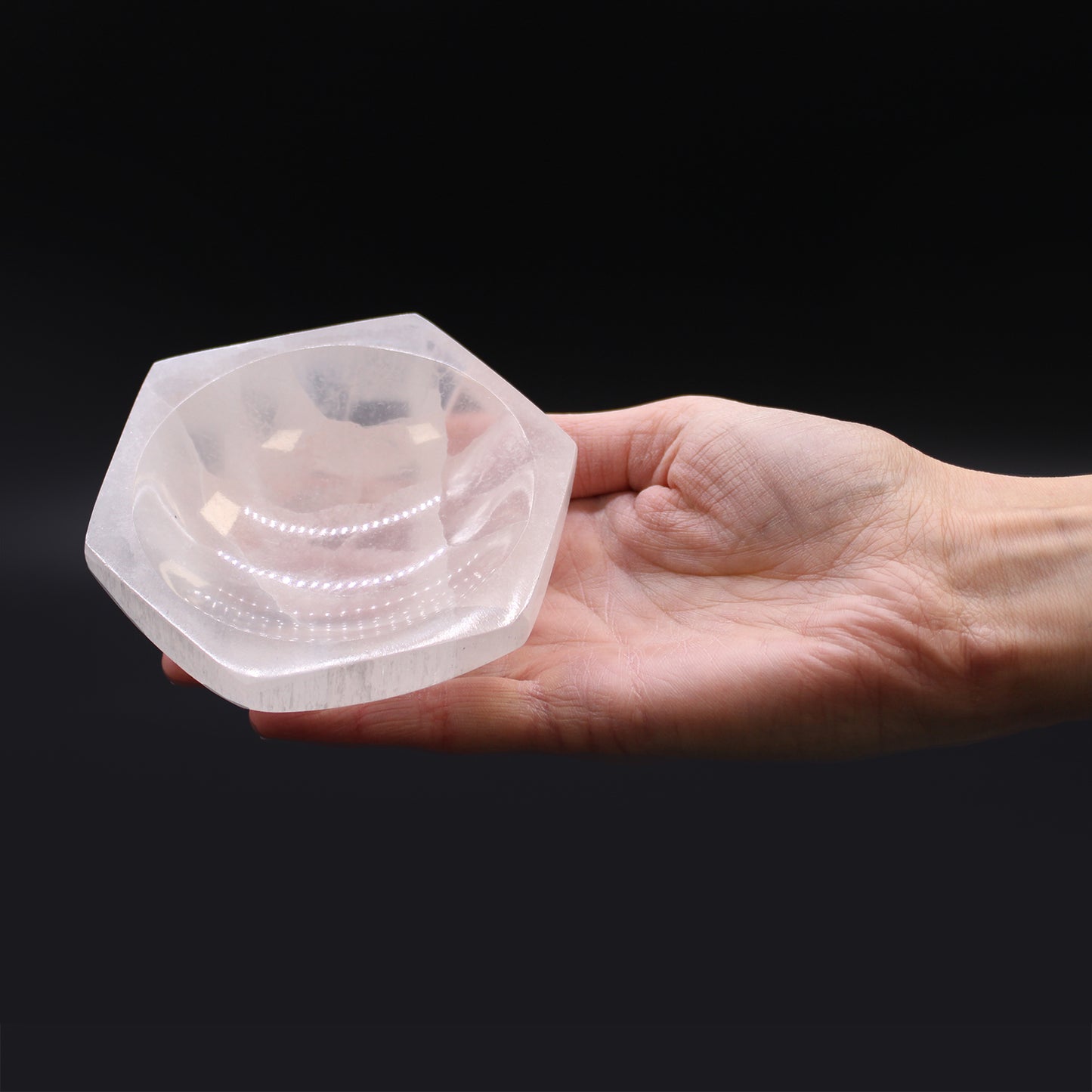 Bol hexagonal en sélénite (3 tailles)