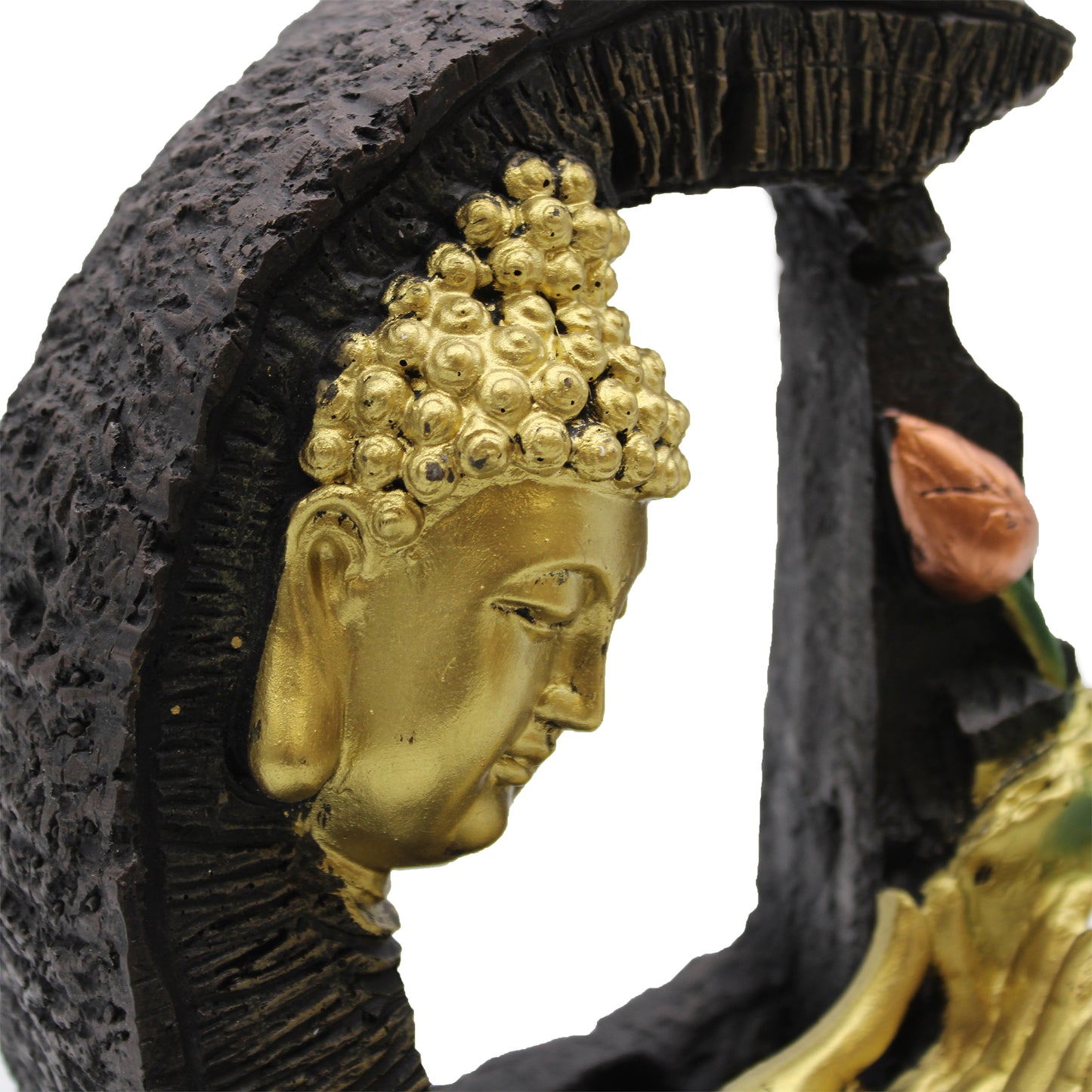 Fontaine de table Feng shui - Bouddha doré & lotus - 30 cm