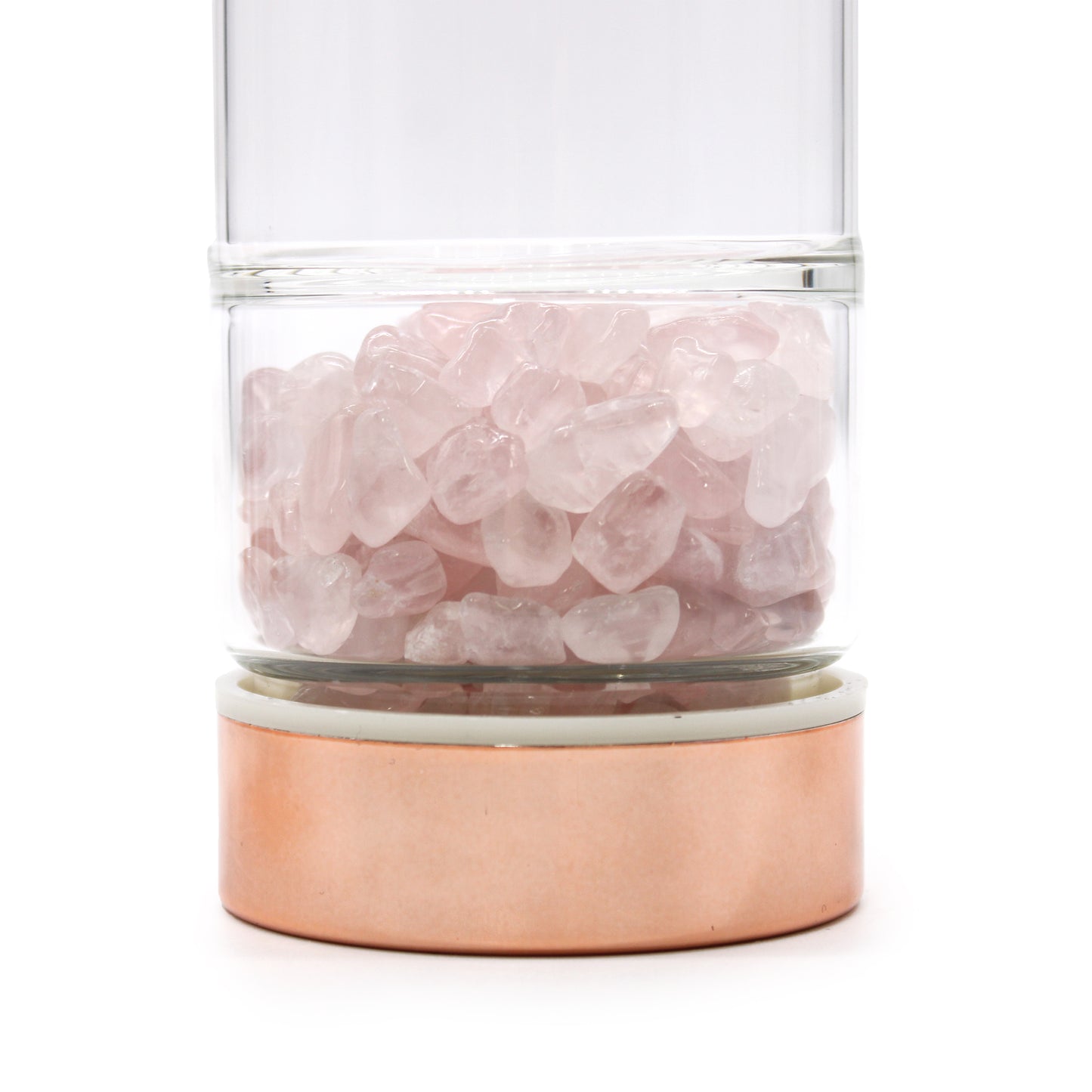Bouteille infuseur à thé en verre de cristal - Or rose - Quartz rose