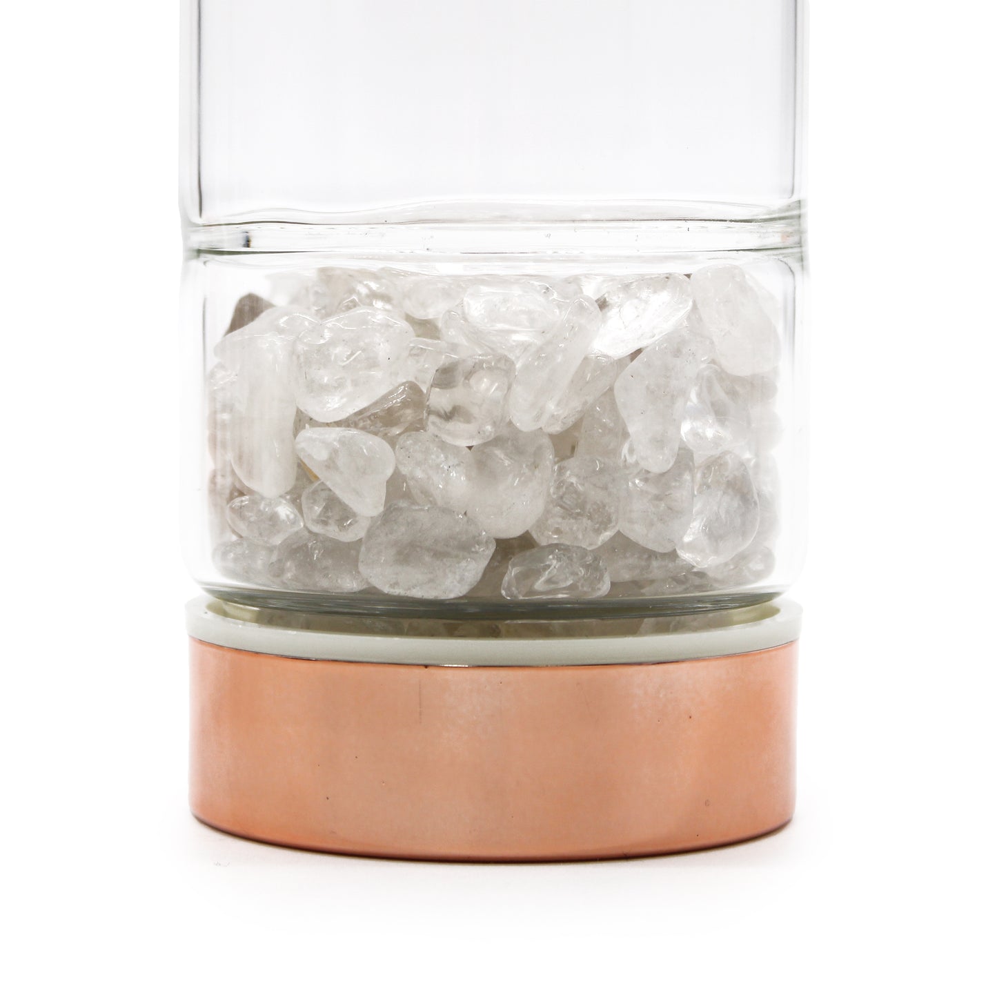Bouteille infuseur à thé en verre de cristal - Or rose - Quartz de roche