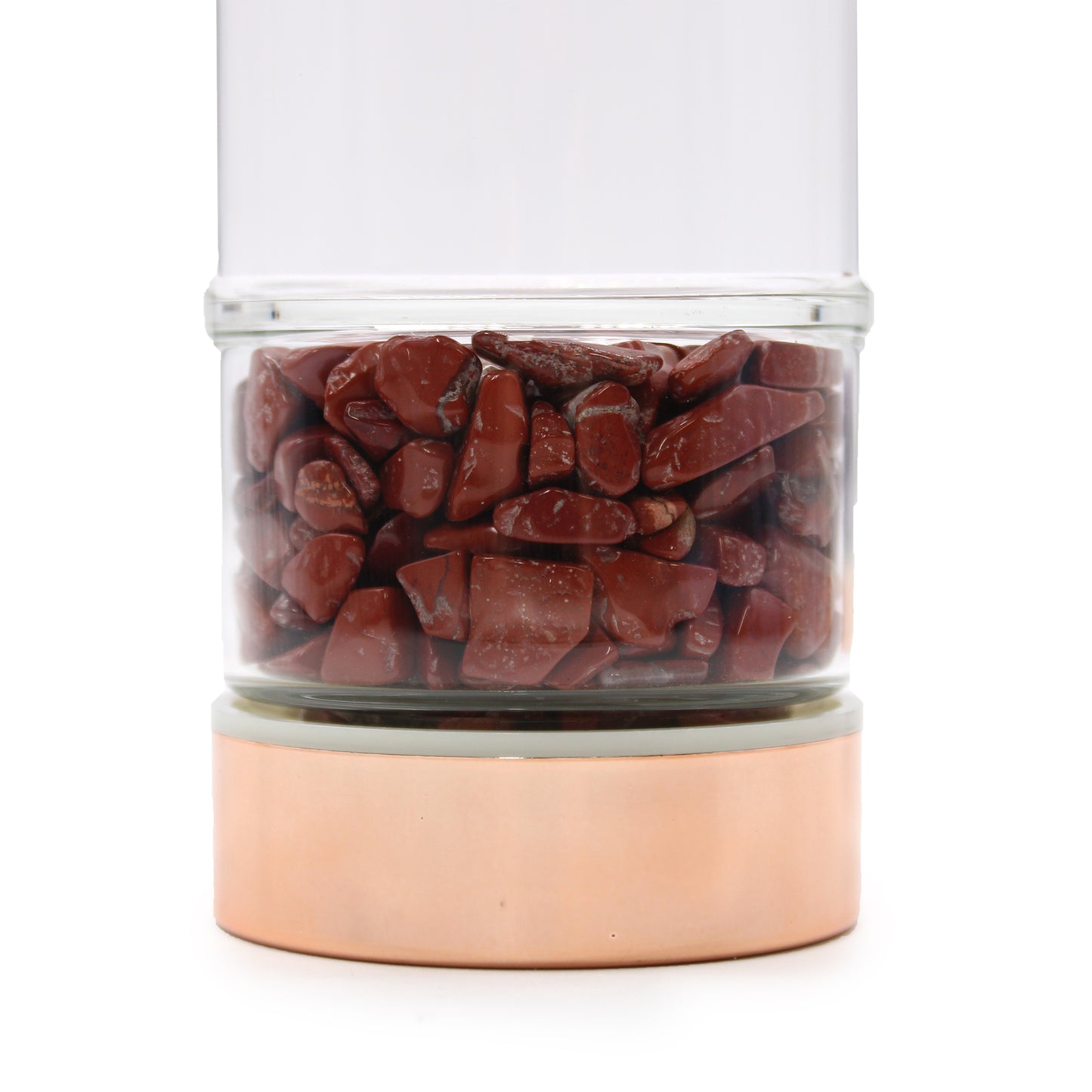 Bouteille infuseur à thé en verre de cristal - Or rose - Jaspe rouge