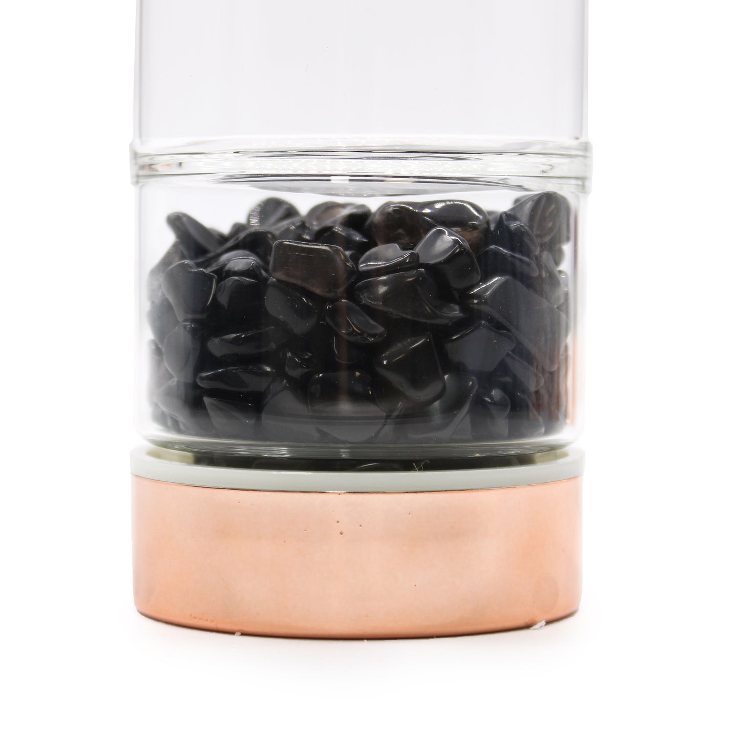 Bouteille infuseur à thé en verre de cristal - Or rose - Onyx noir