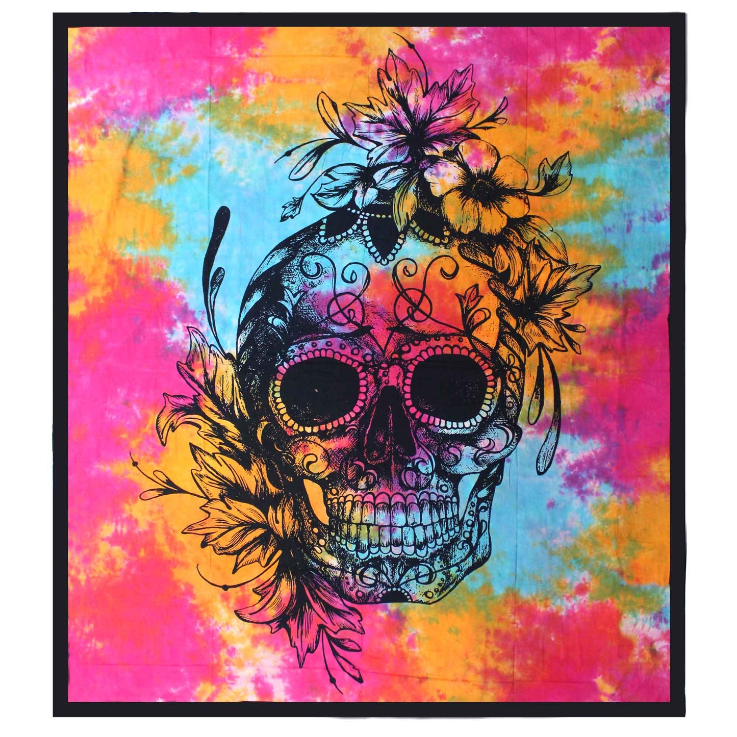Couvre-lit ou Tenture murale en coton - Crâne Tête de Mort (2 tailles)