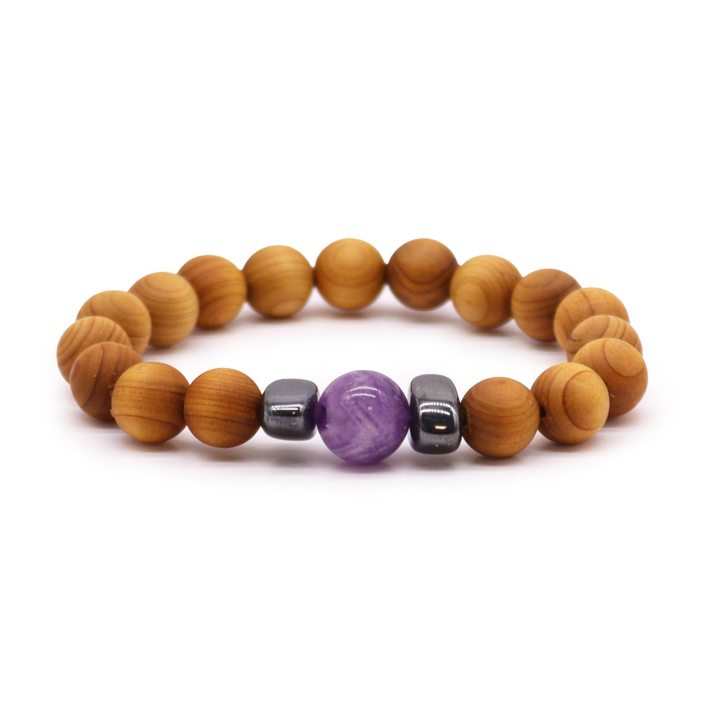 Bracelet en Bois de cèdre et Améthyste pour homme