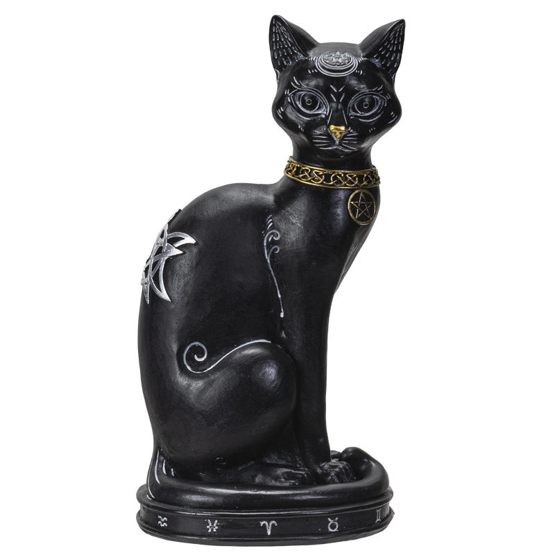 Chat noir Wiccan - Gardien mystique (16,2x12,7x30 cm)