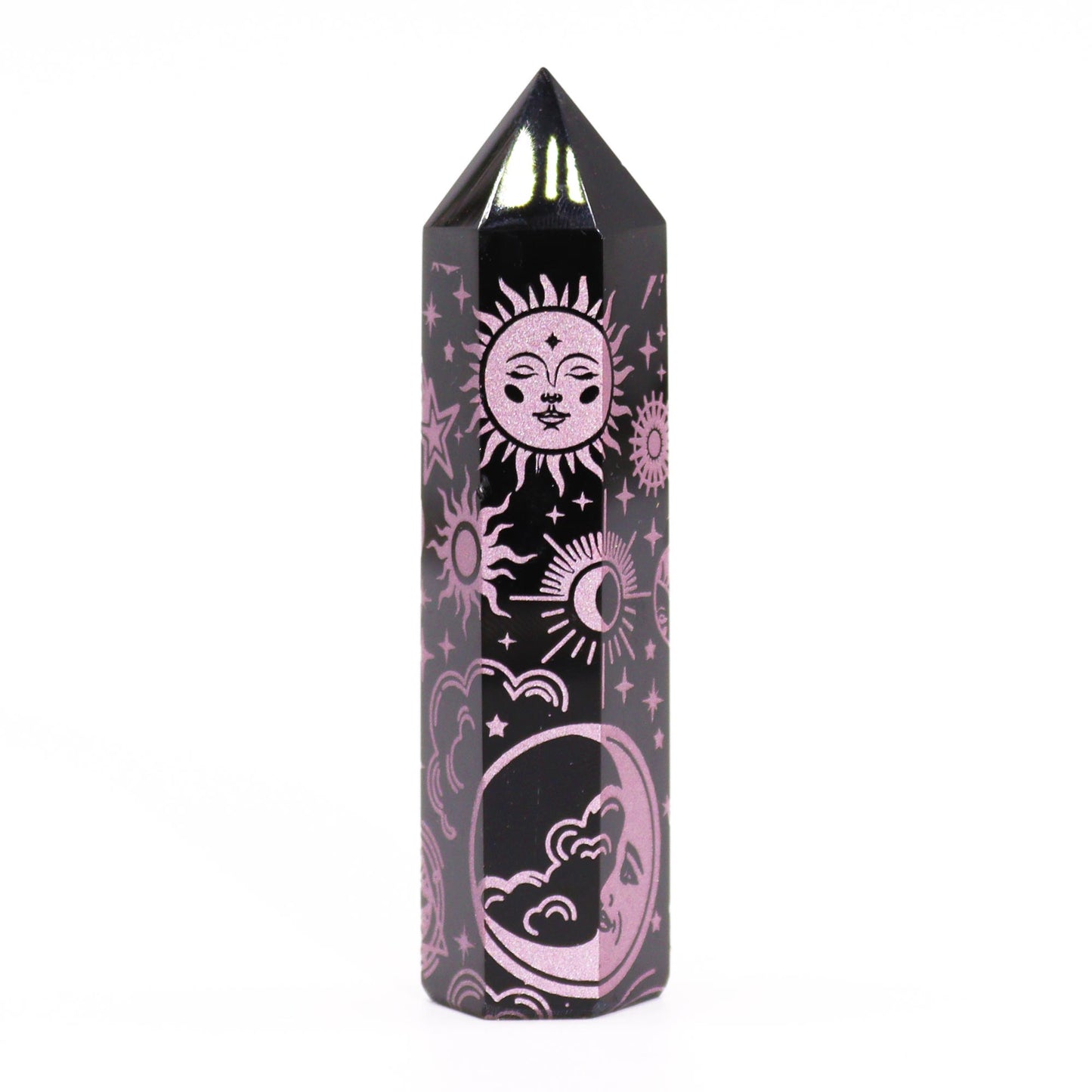 Pointe d'Obsidienne noire - Histoire mystique (environ 60-70 g et 9 cm)