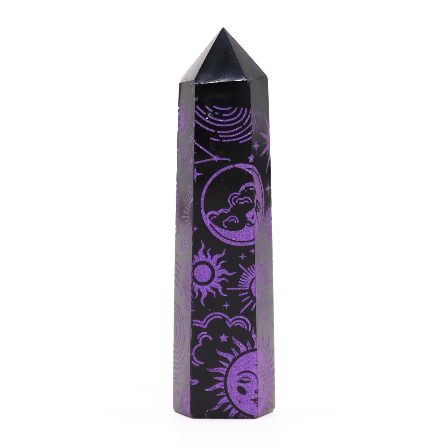 Pointe d'Obsidienne noire - Histoire mystique (environ 60-70 g et 9 cm)