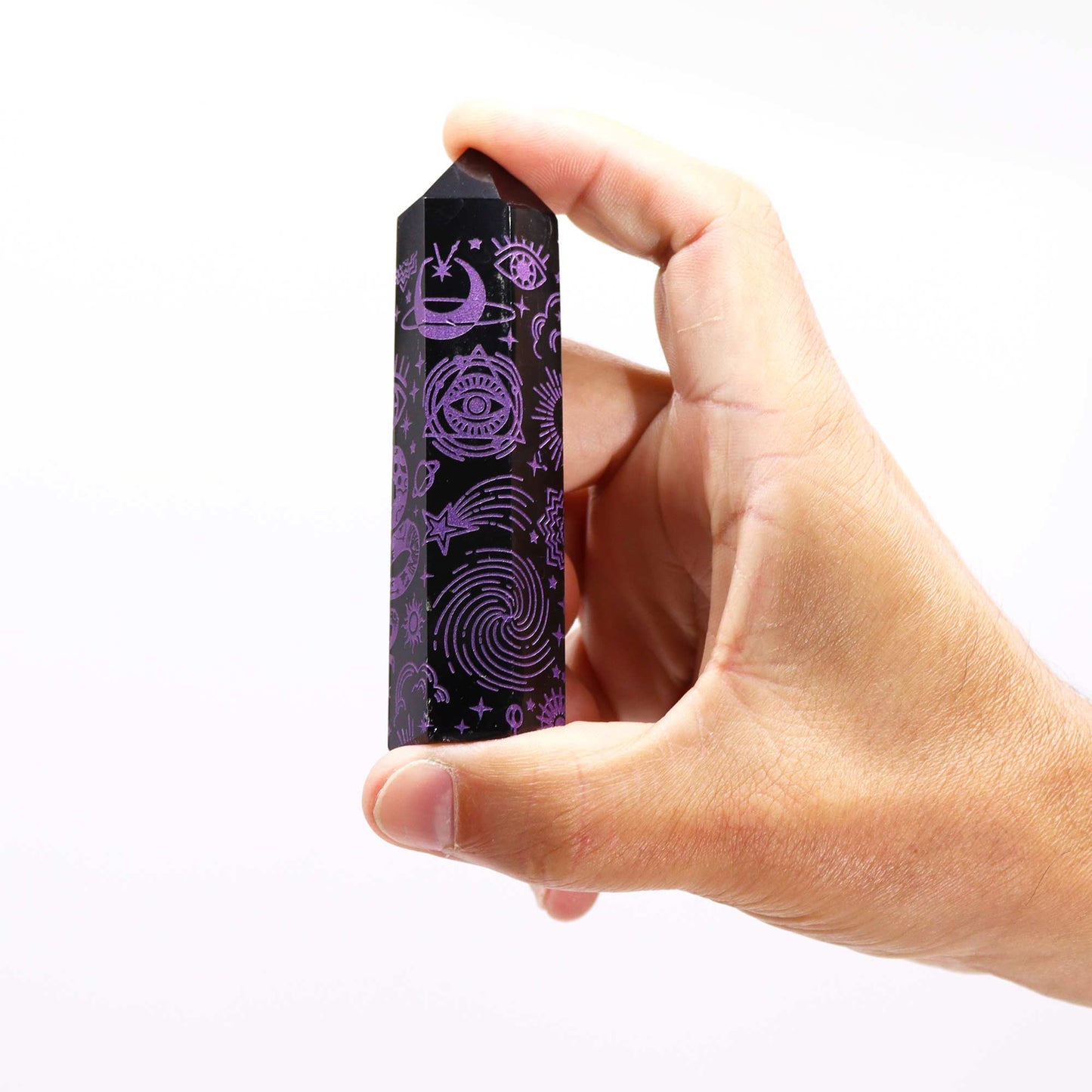 Pointe d'Obsidienne noire - Histoire mystique (environ 60-70 g et 9 cm)