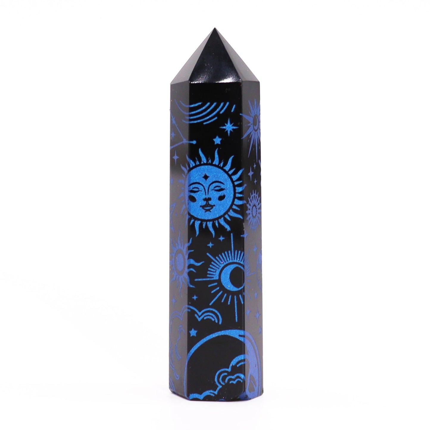 Pointe d'Obsidienne noire - Histoire mystique (environ 60-70 g et 9 cm)