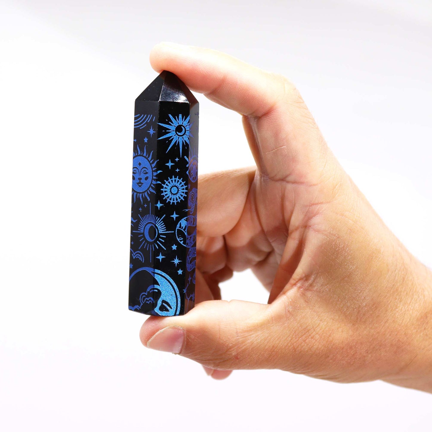 Pointe d'Obsidienne noire - Histoire mystique (environ 60-70 g et 9 cm)