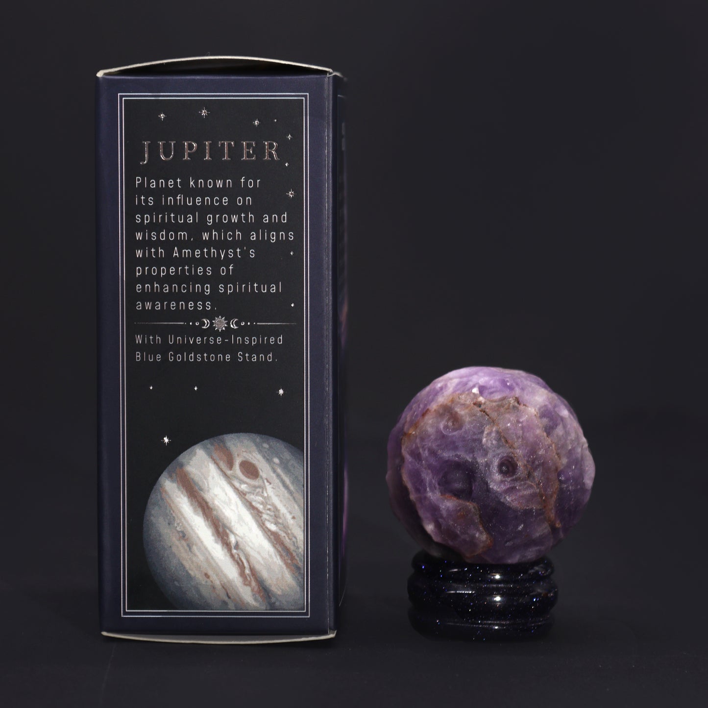 Planète JUPITER en Améthyste sur support en pierre - 40 mm