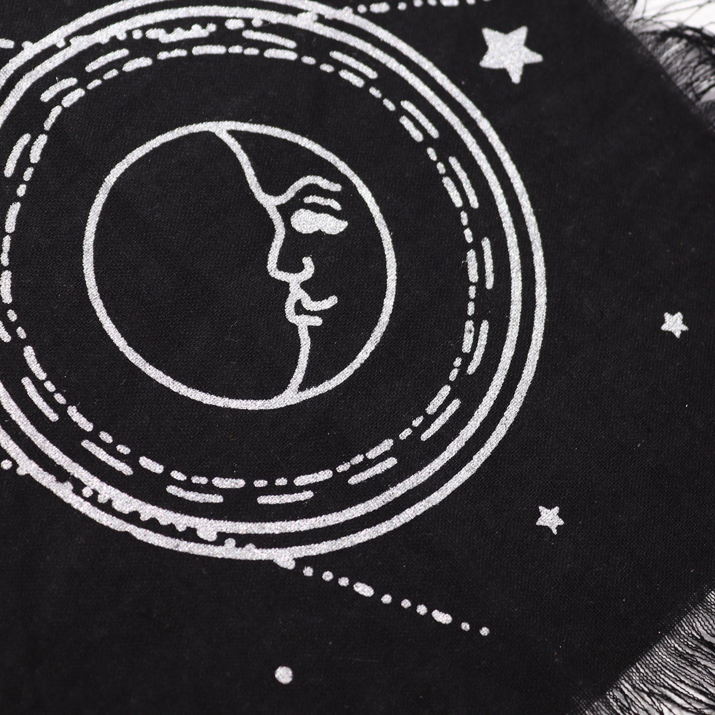 Nappe d'autel ésotérique à franges - Carte Lune & Soleil
