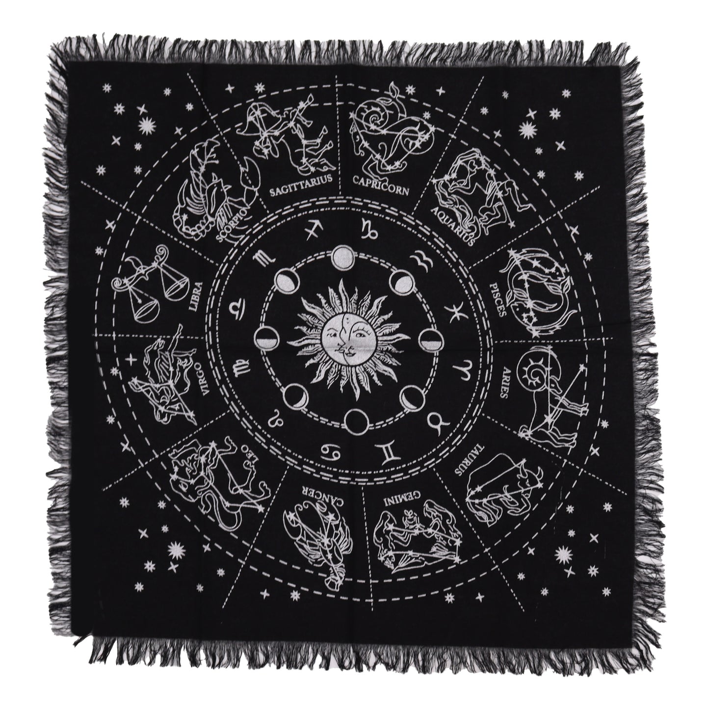 Nappe d'autel ésotérique à franges - Horoscope