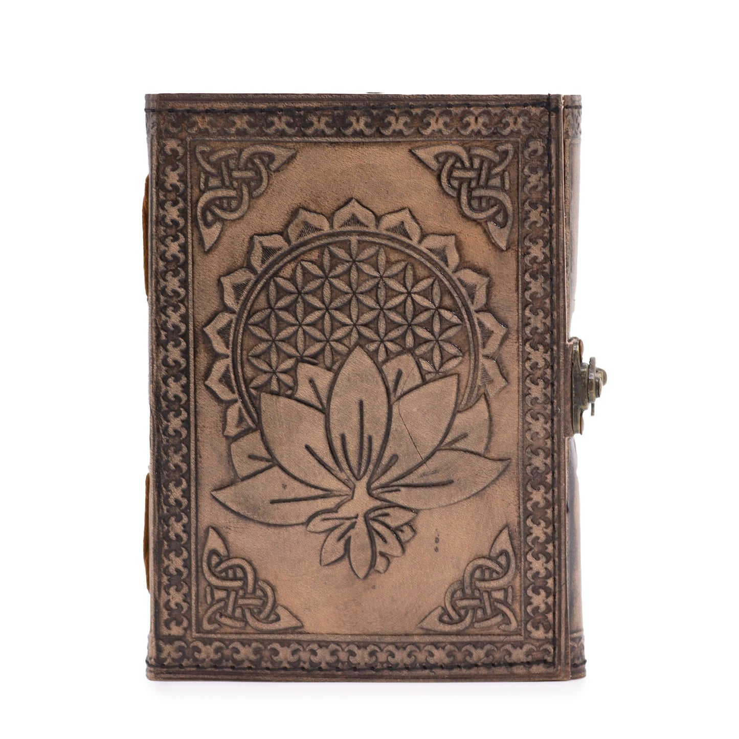 Lotus Madala - Carnet ésotérique - Gris antique - 200 pages - Bordure brodée