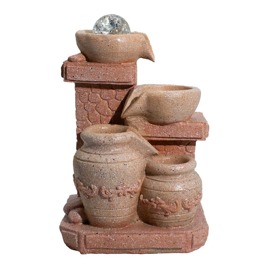 Fontaine de table - Pots en cascade, style méditerranéen (19x14x27 cm)