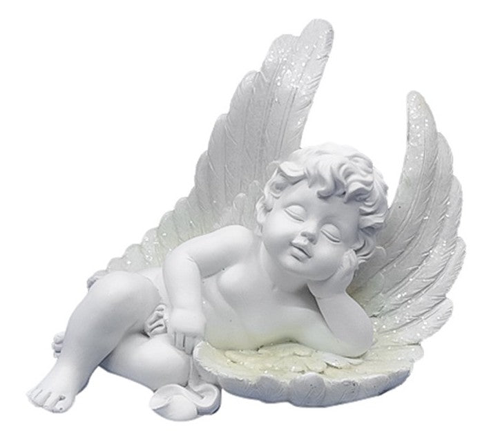 Ange endormi ailes pailletées - Douceur et protection - 15 x 12 x15 cm
