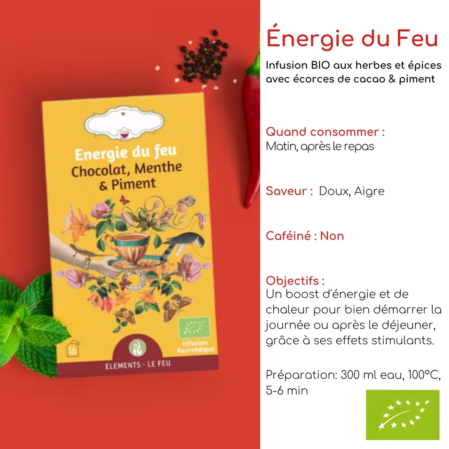 Tisane bio "ÉNERGIE DU FEU" - Équilibre & vitalité