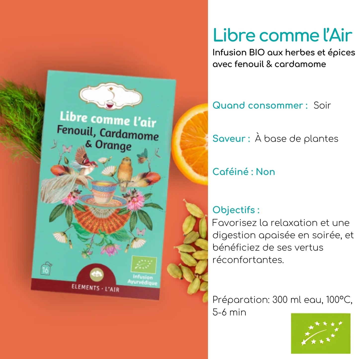 Tisane bio "LIBRE COMME L'AIR" - Idéale en soirée