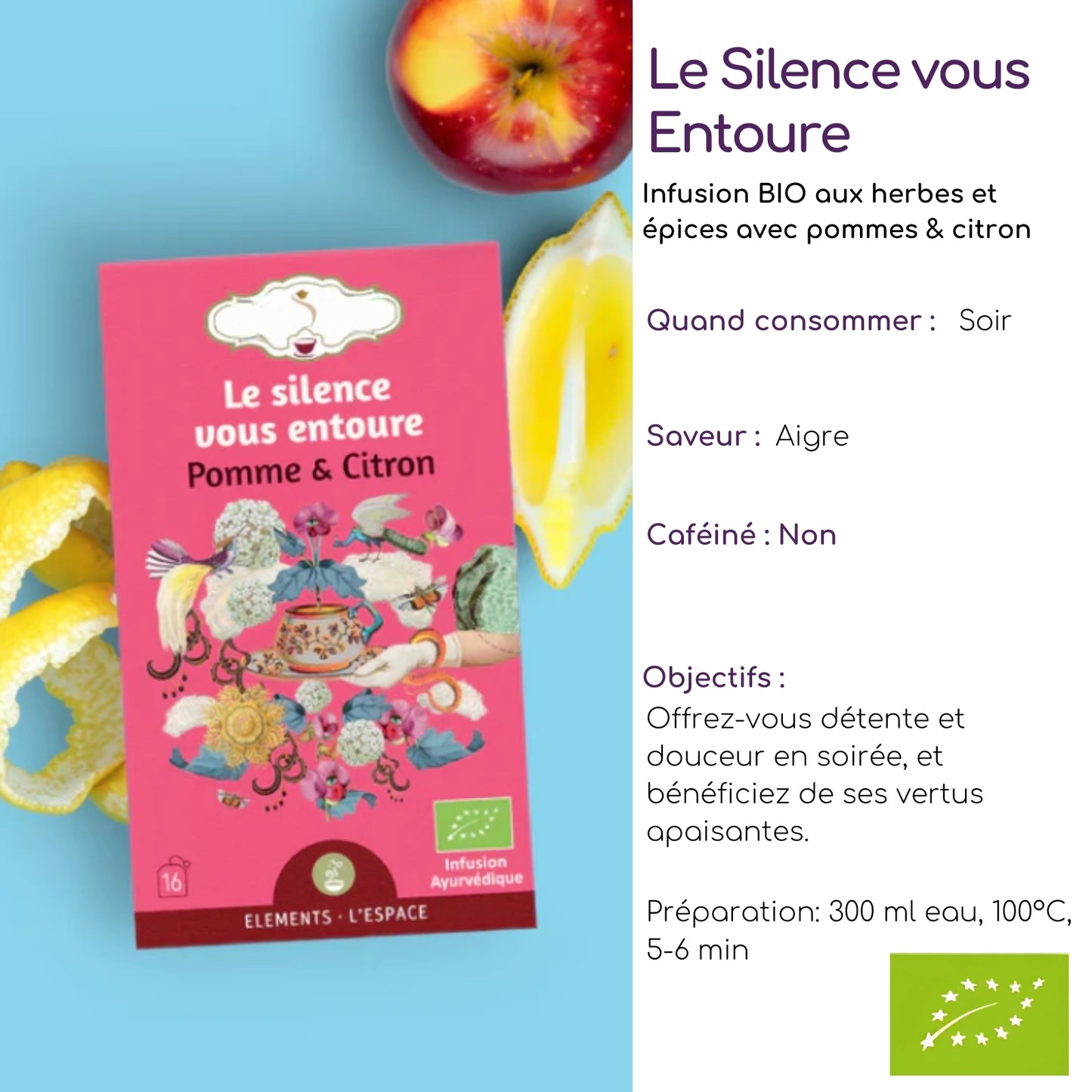 Tisane bio "LE SILENCE VOUS ENTOURE" - Idéale en soirée