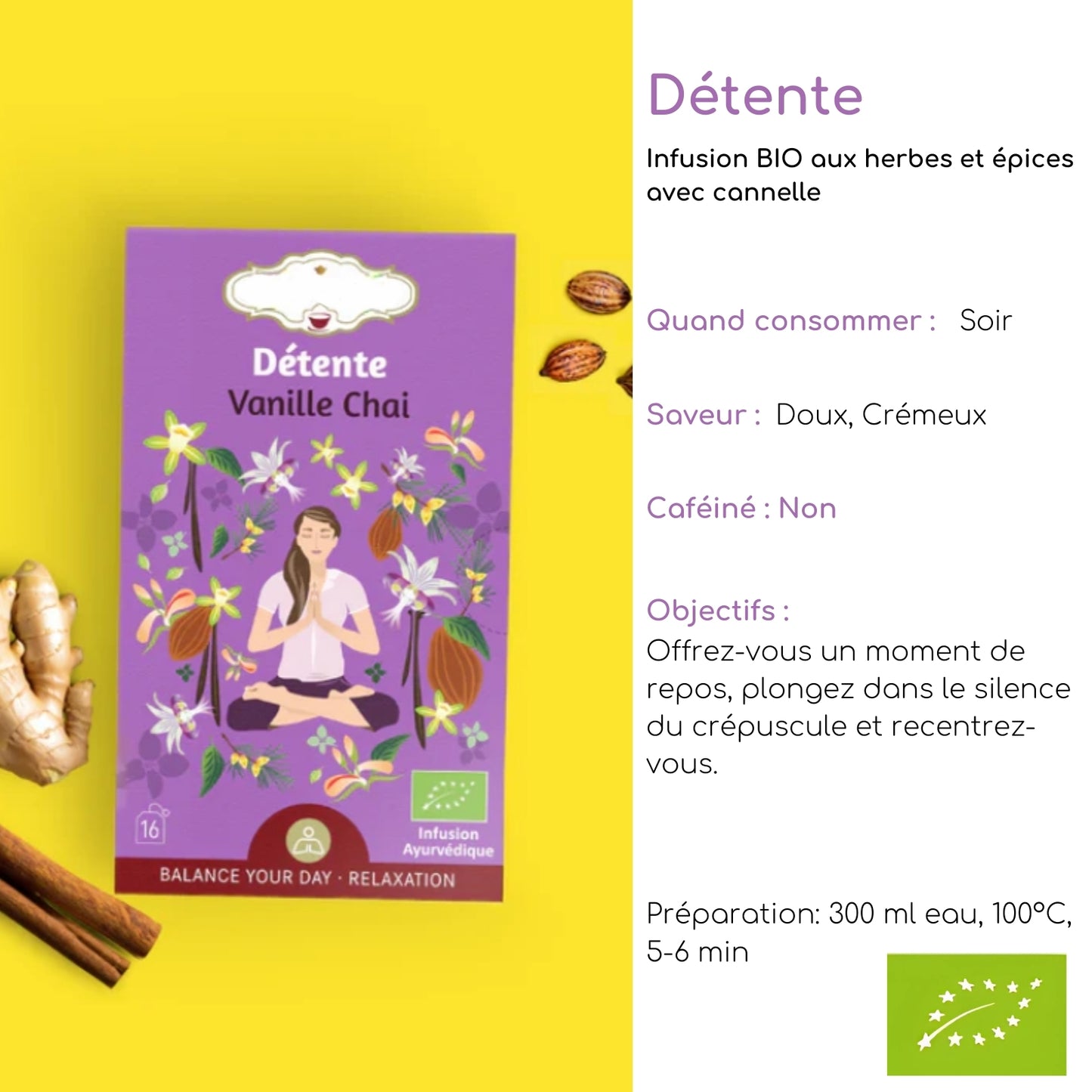 Tisane bio "DÉTENTE" - Idéale le soir aux arômes envoûtants