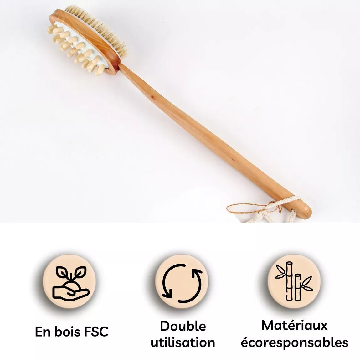 Brosse de bain double usage - Utilisation humide ou à sec
