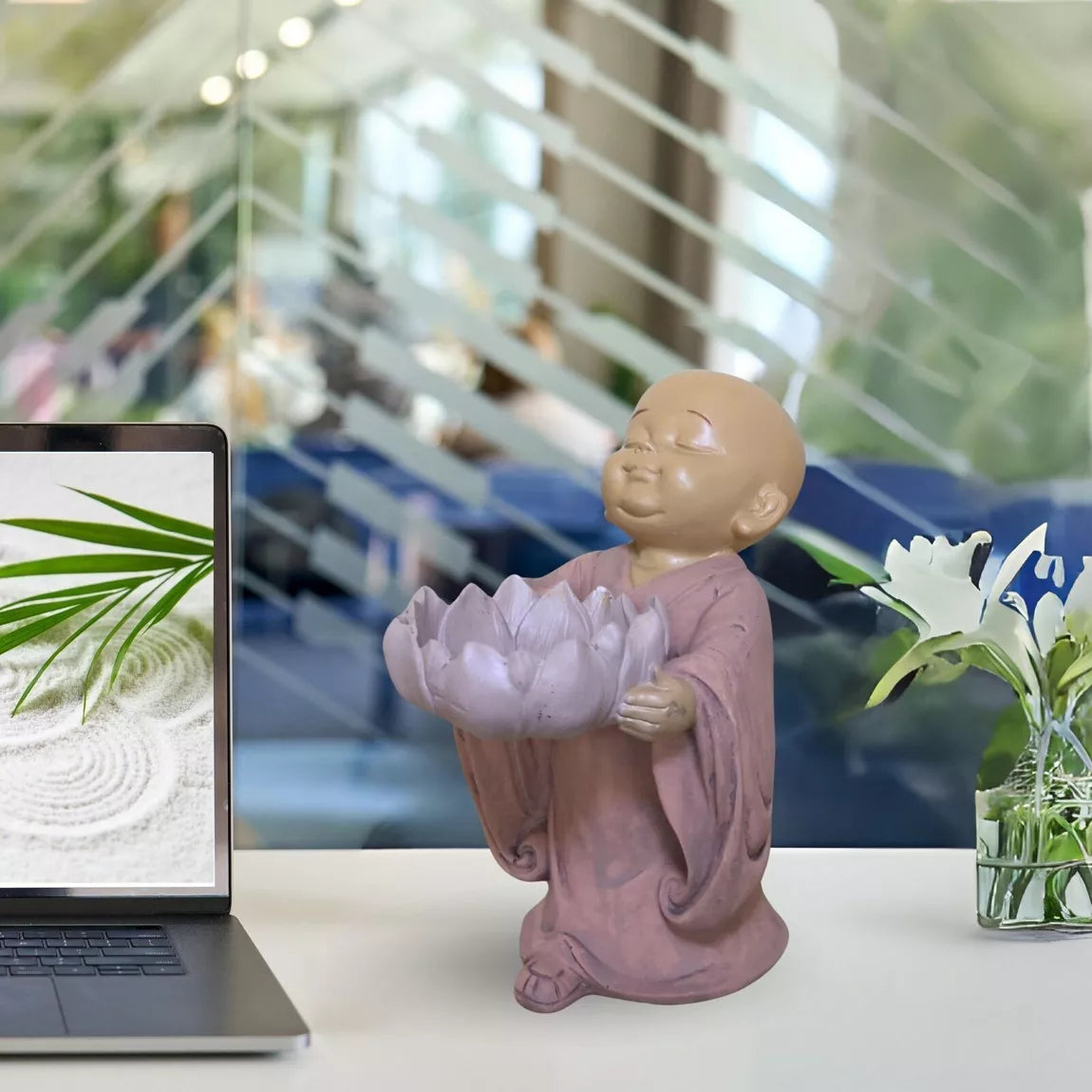 Statuette Bouddha bougeoir (11,5x7,5x13 cm)