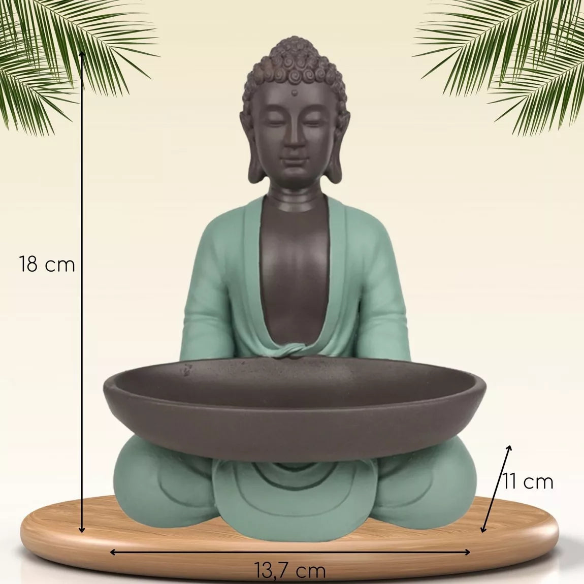 Statue Bodhi avec plat (14x11x18 cm)