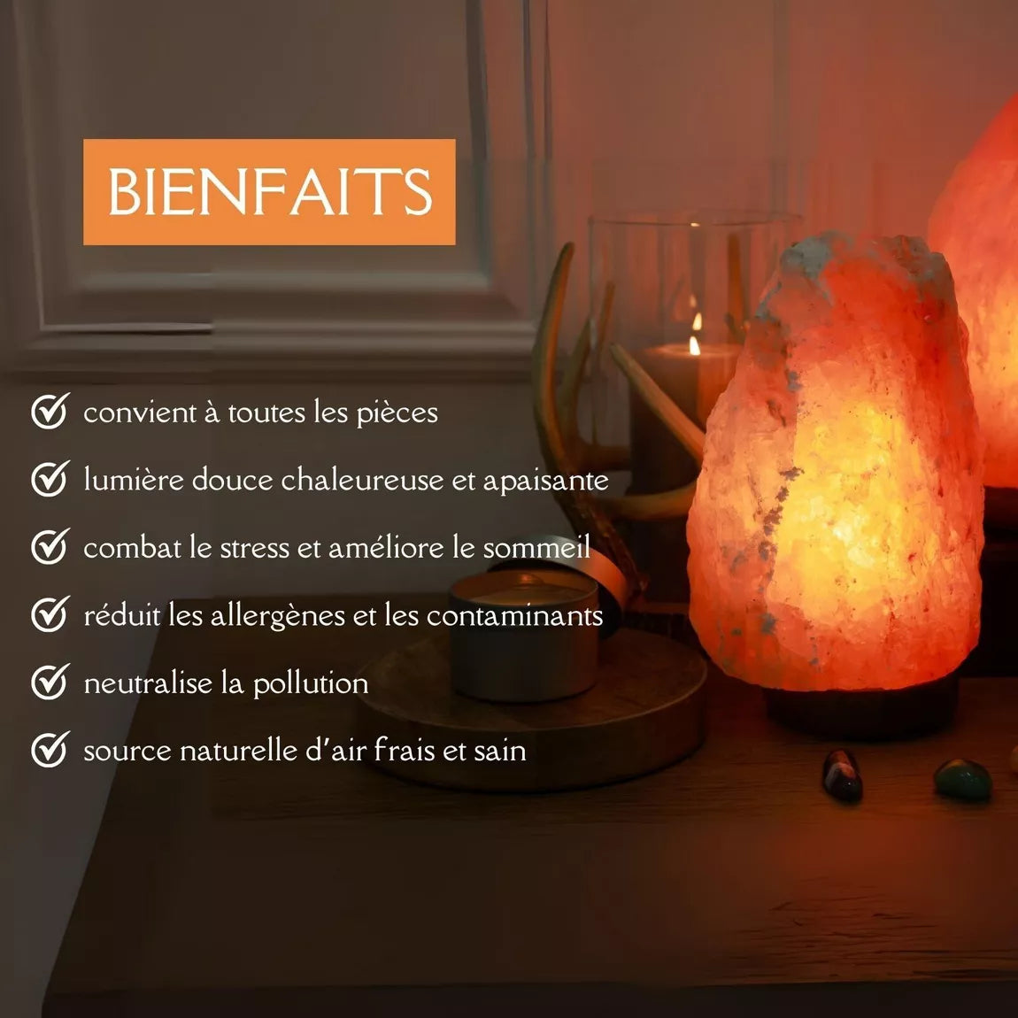 Lampe USB en cristal de sel de l'Himalaya Rock - 12 cm