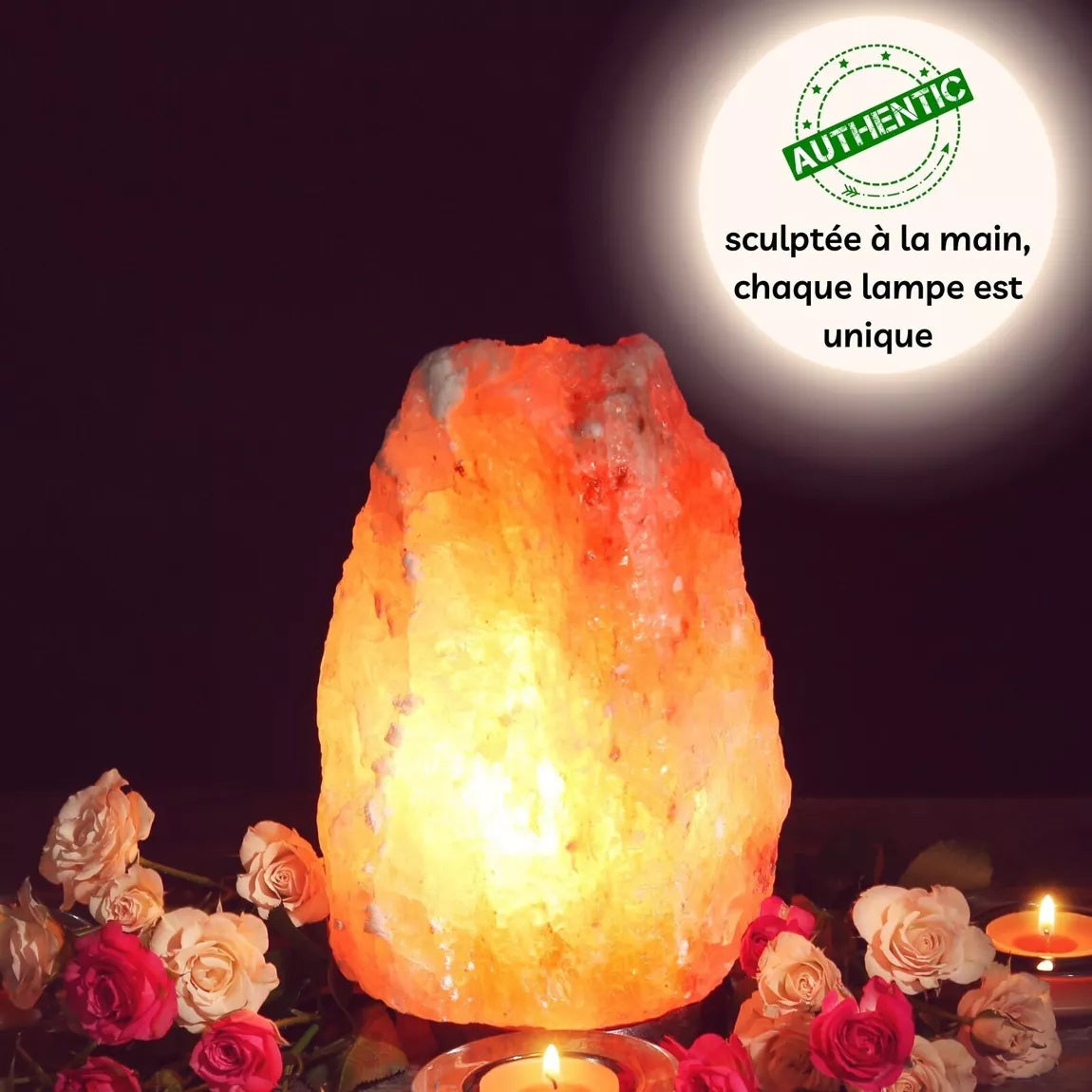 Lampe sel de l'Himalaya sphère sur USB - de 10 à 14 cm x de 17 à 23 cm