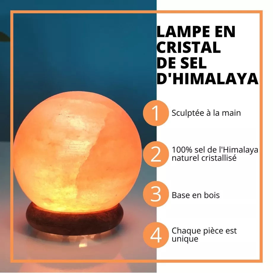 Lampe sel de l'Himalaya sphère sur USB - 8 cm x 8 cm