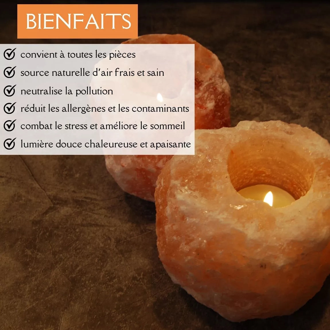 Bougeoir sel de l'Himalaya - Forme brute rock - 1 kg