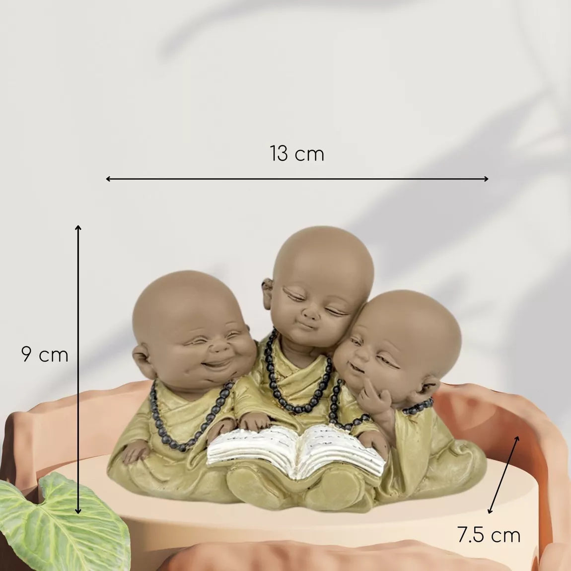 Statuette 3 Bonzes Lecture (13x7,5x9 cm)