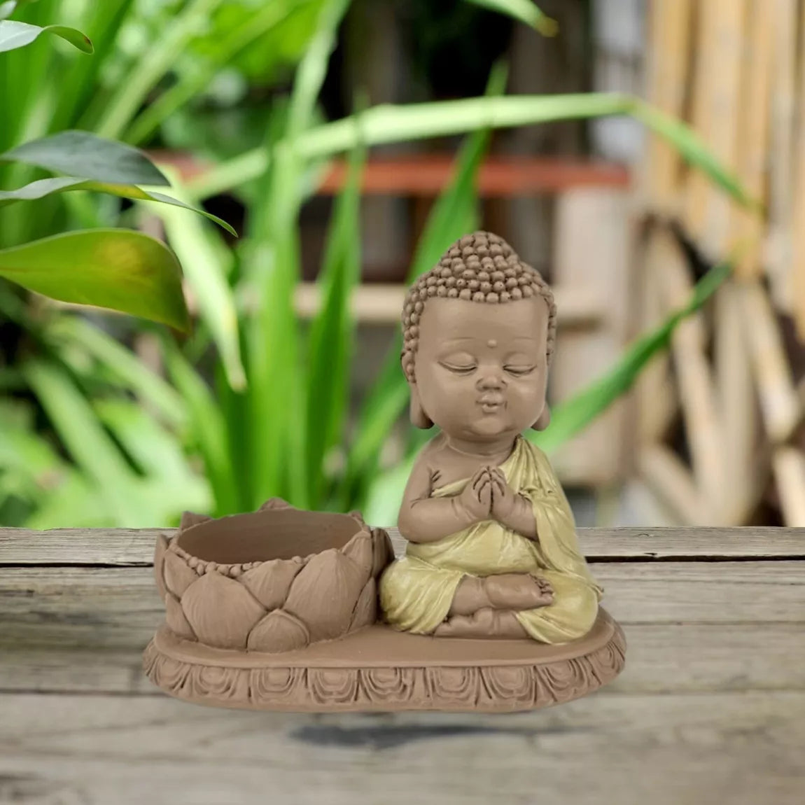 Statuette bougeoir Bouddha en Méditation (13x7,5x11,5 cm)