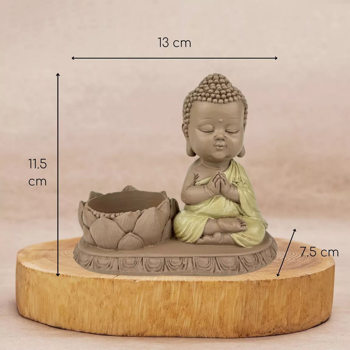 Statuette bougeoir Bouddha en Méditation (13x7,5x11,5 cm)