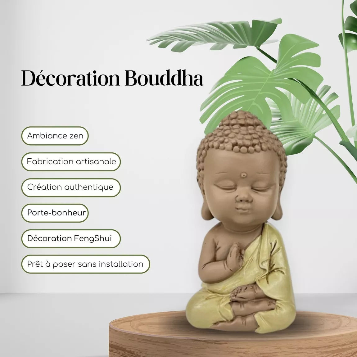 Statuette Bouddha toge jaune (5,5x4,7x10,5 cm)