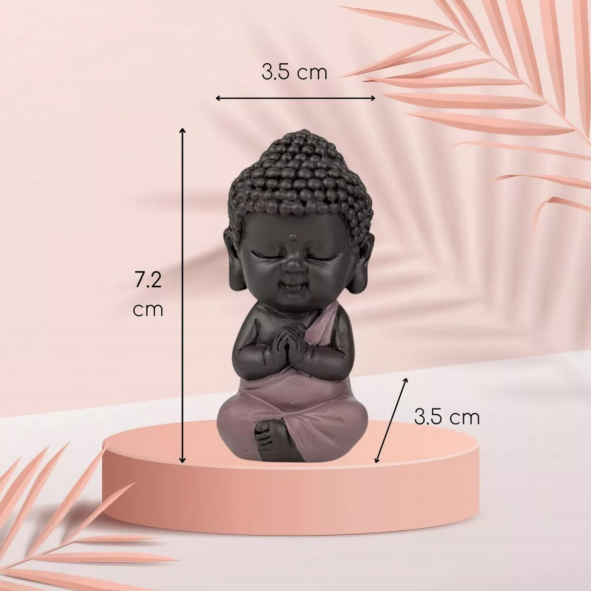 Statuette Bouddha toge rose (3,5x3,5x7 cm)