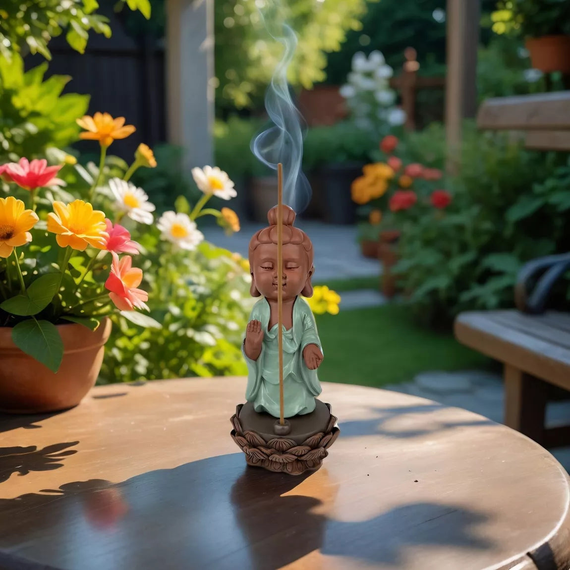 Statuette Bouddha porte-encens - DIPAMKARA (12x12x25 cm)