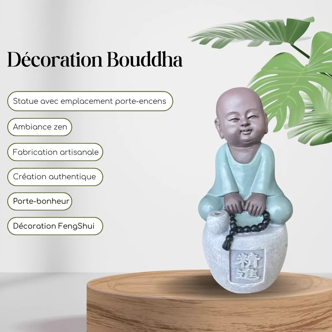 Statuette Bouddha porte-encens - PROGRESSION (7x6x14 cm)